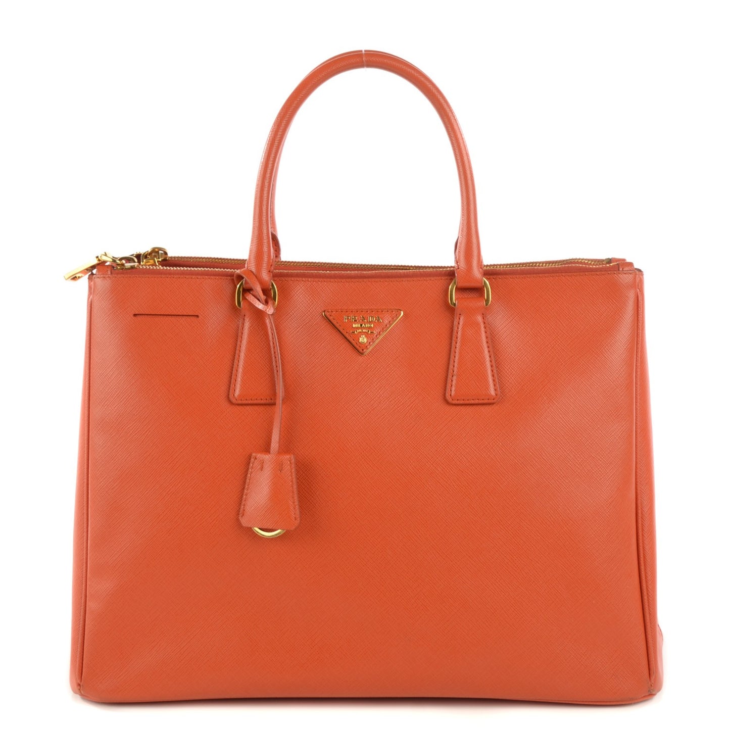 Saffiano Large Galleria Double Zip Tote Papaya