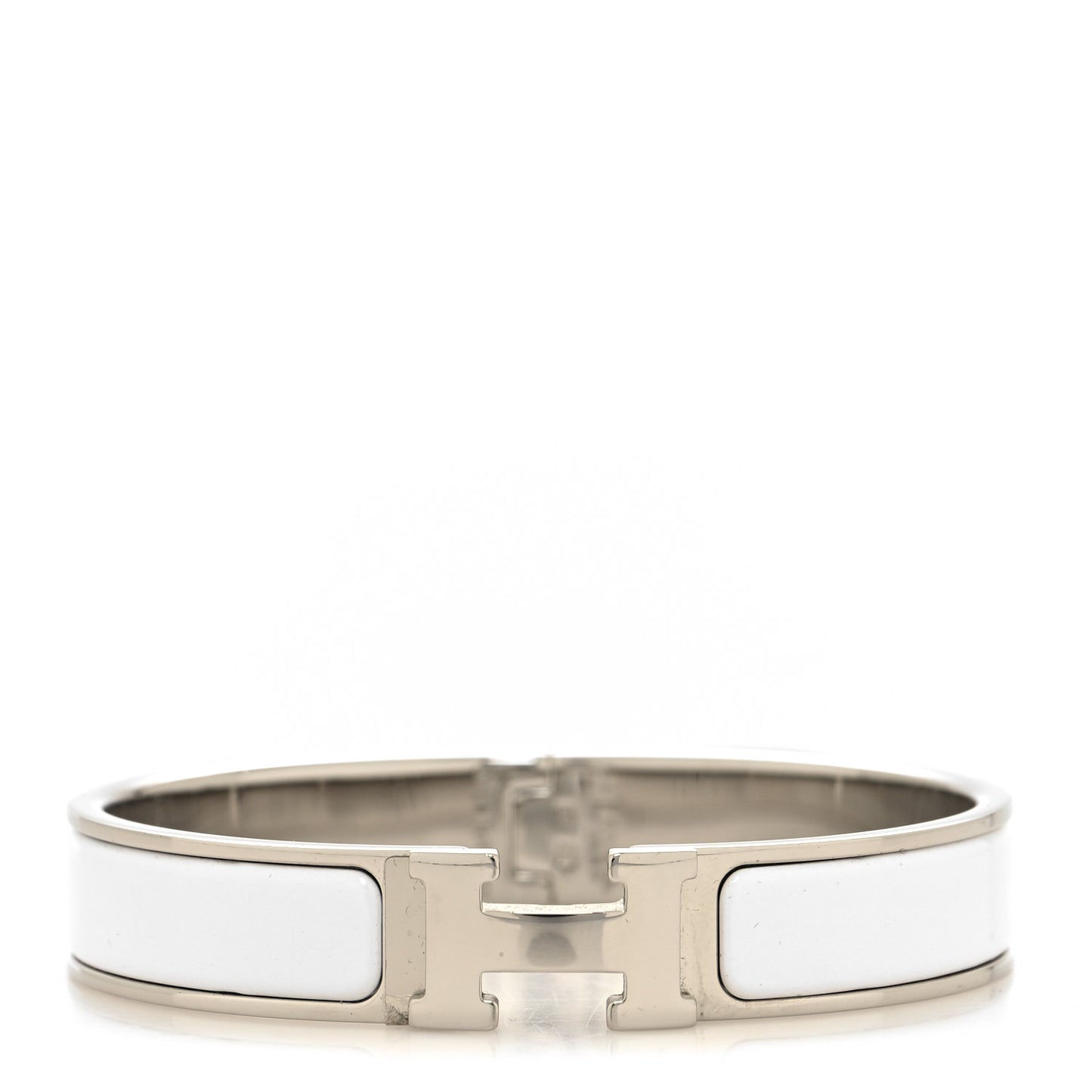 Enamel Narrow Clic Clac H Bracelet PM White
