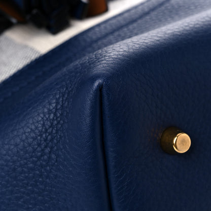 Burberry Grainy Calfskin Mega Check Tassel Heston Tote Navy 6 of 14