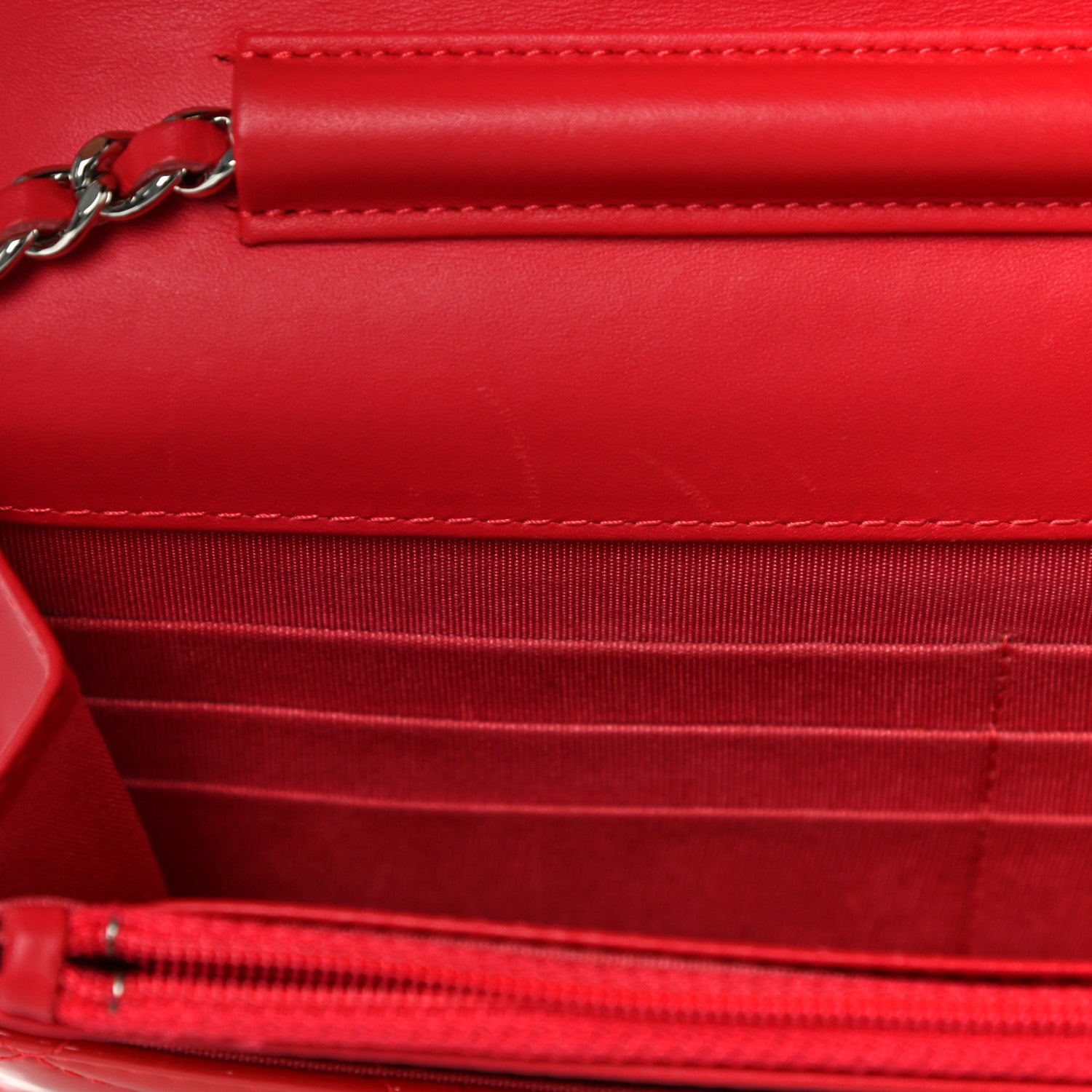 Chanel Patent Quilted Wallet On Chain WOC Red 14 of 17