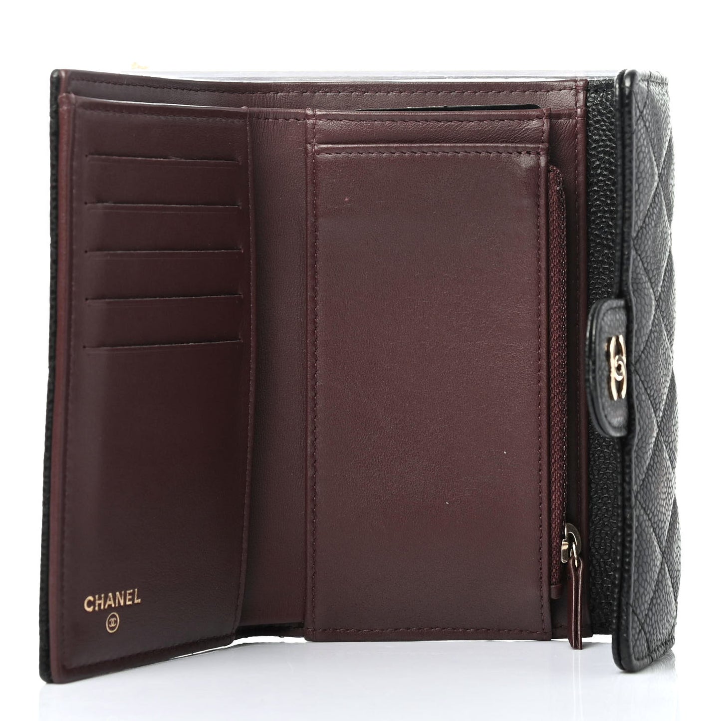 Caviar Quilted Small Flap Wallet Black
