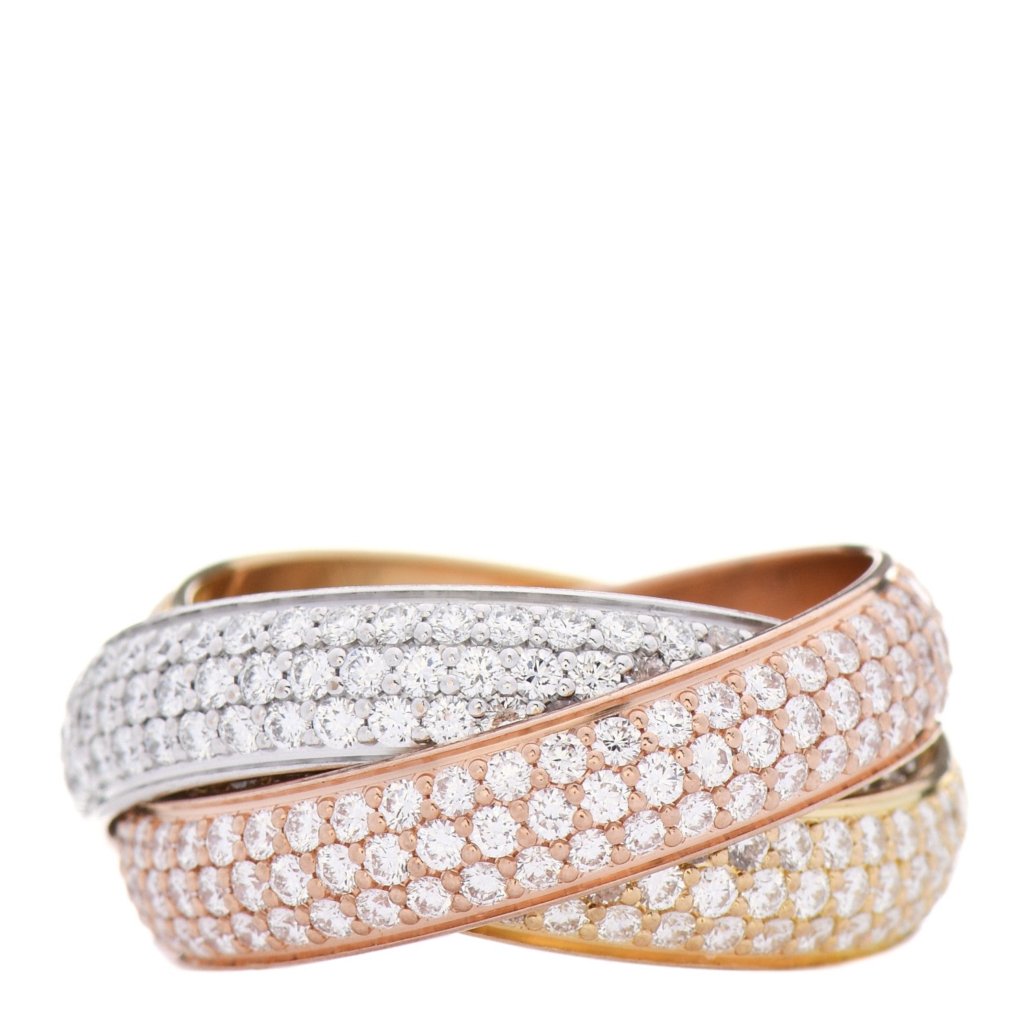 Cartier 18K White Yellow Pink Gold Diamond LM Trinity Paved Ring 59 8.75 1 of 6