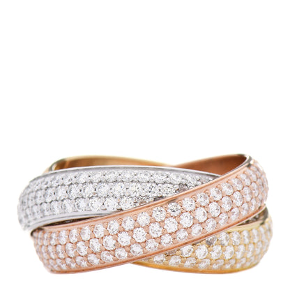 Cartier 18K White Yellow Pink Gold Diamond LM Trinity Paved Ring 59 8.75 1 of 6