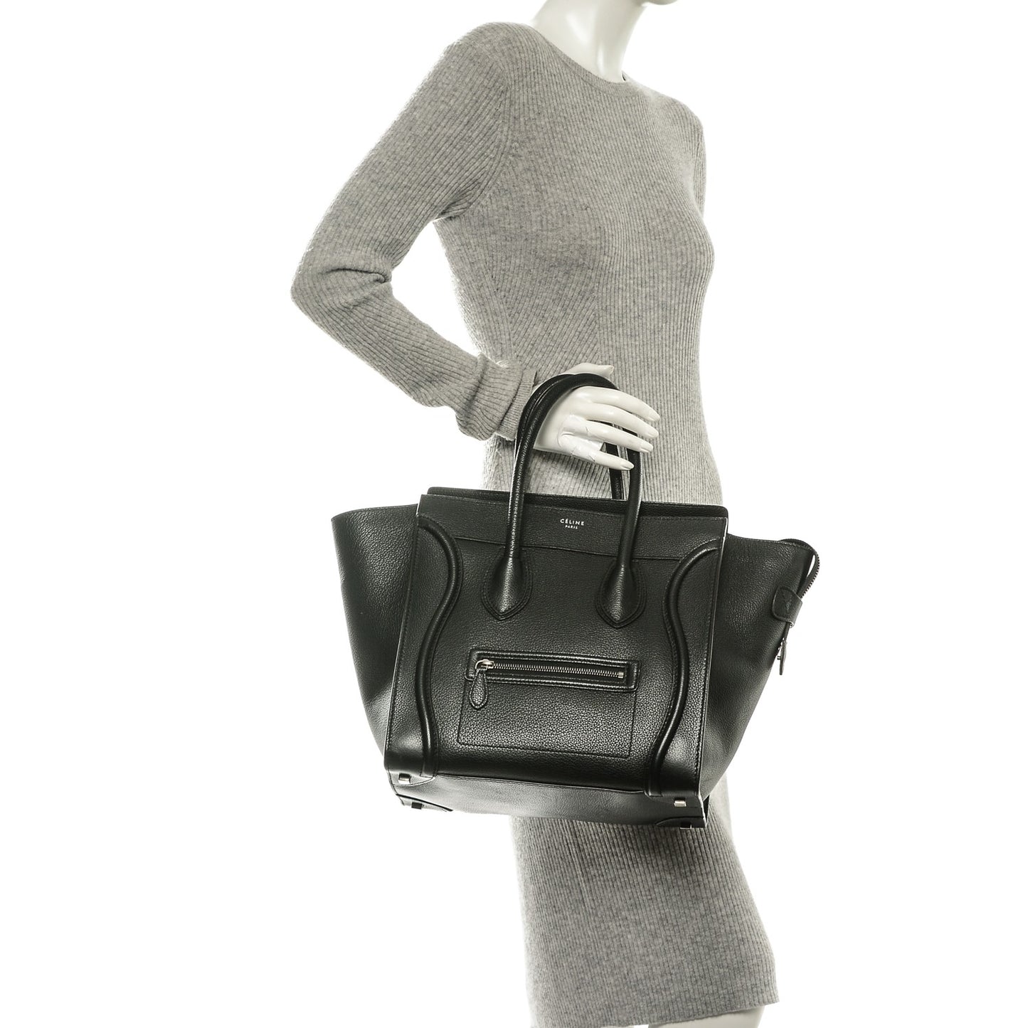 Drummed Calfskin Mini Luggage Black