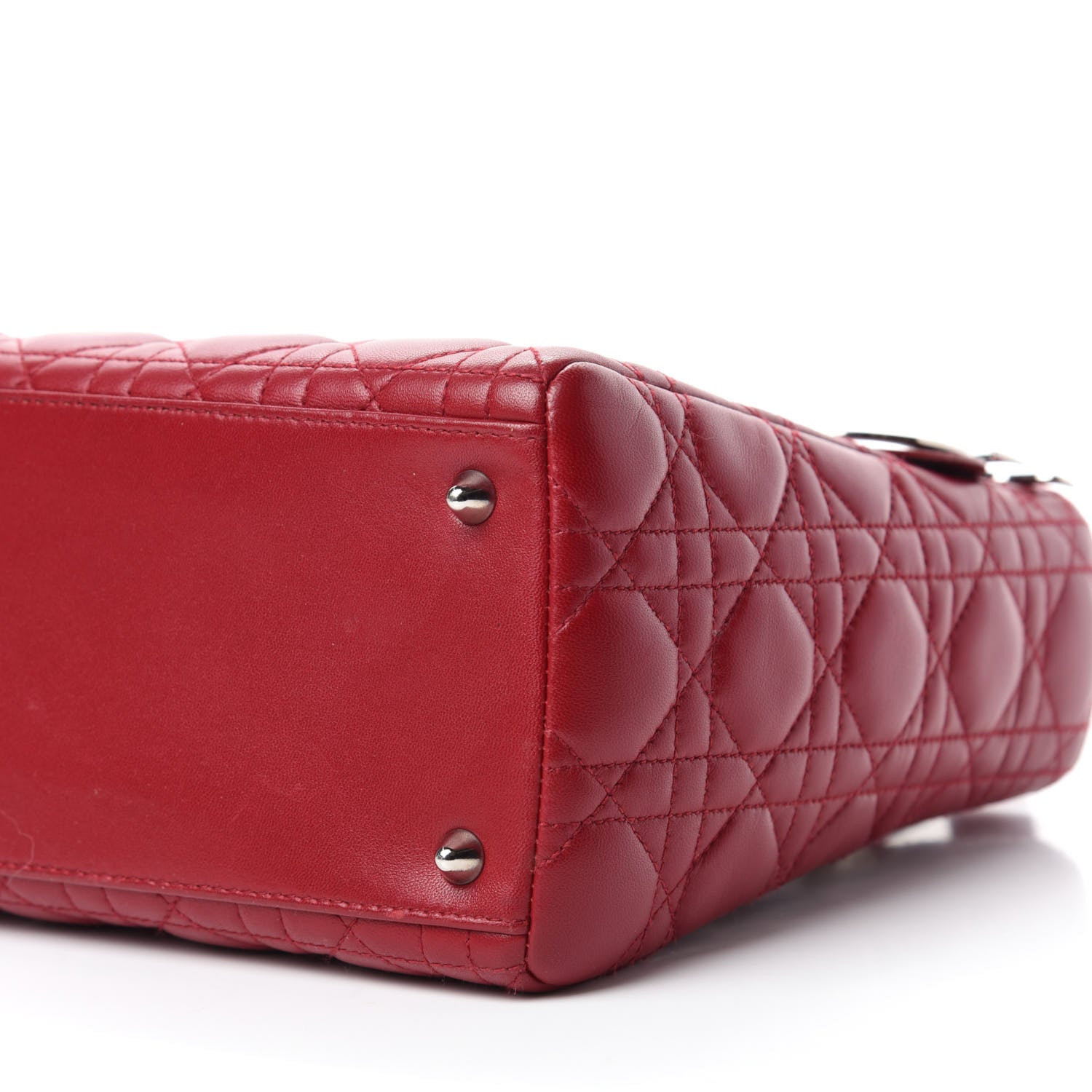 Christian Dior Lambskin Cannage Medium Lady Dior Red 7 of 11