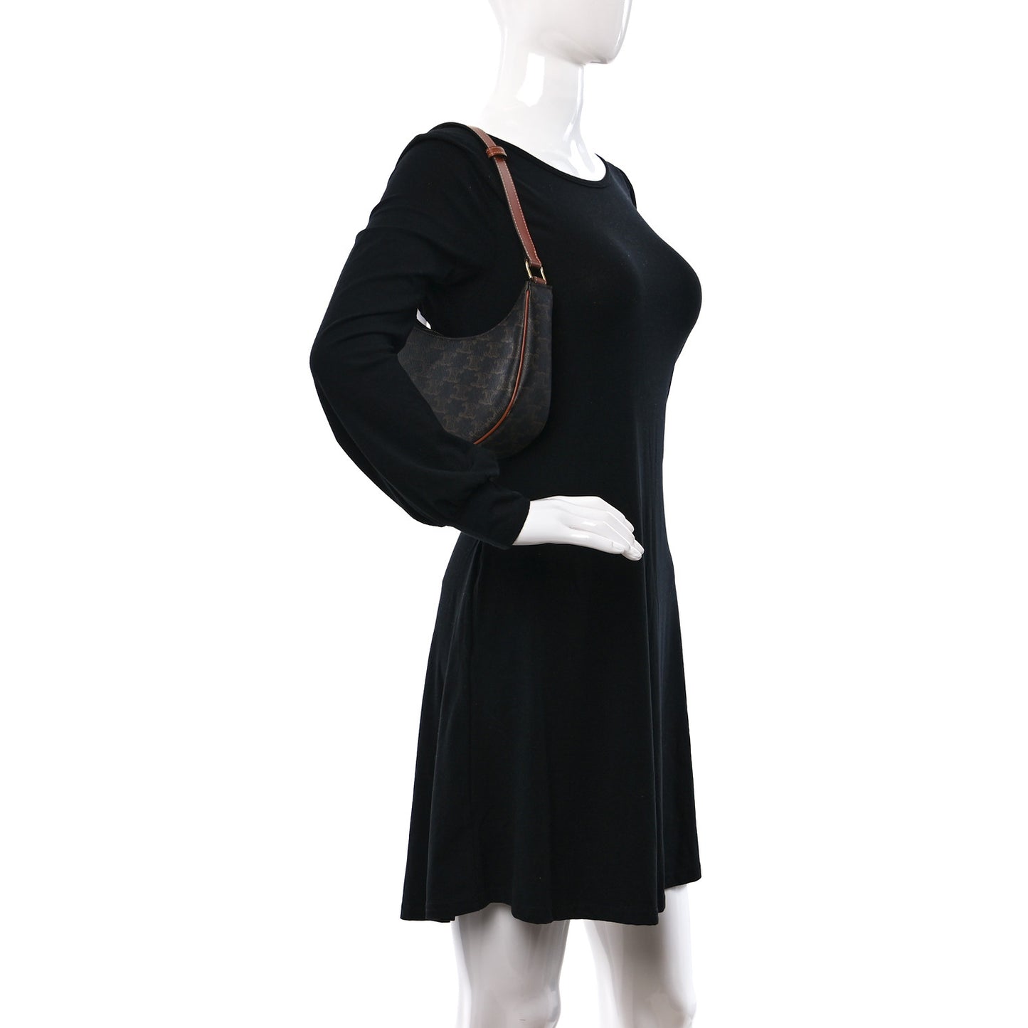 Triomphe Canvas Calfskin Ava Shoulder Bag Tan