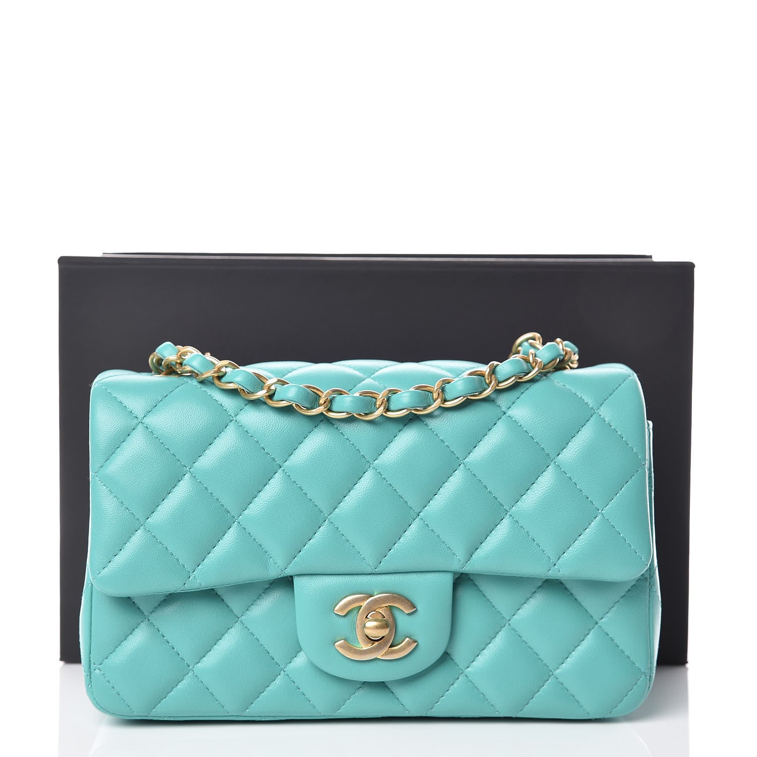 Chanel Lambskin Quilted Mini Rectangular Flap Green 10 of 10