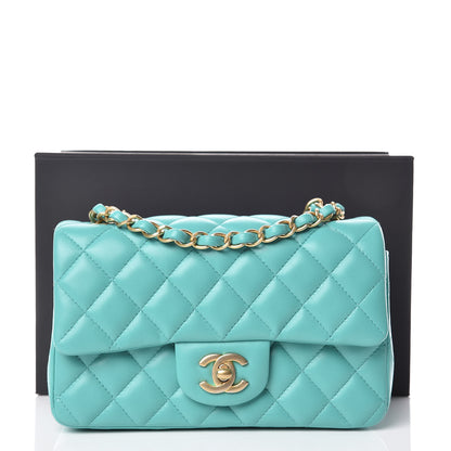 Chanel Lambskin Quilted Mini Rectangular Flap Green 10 of 10