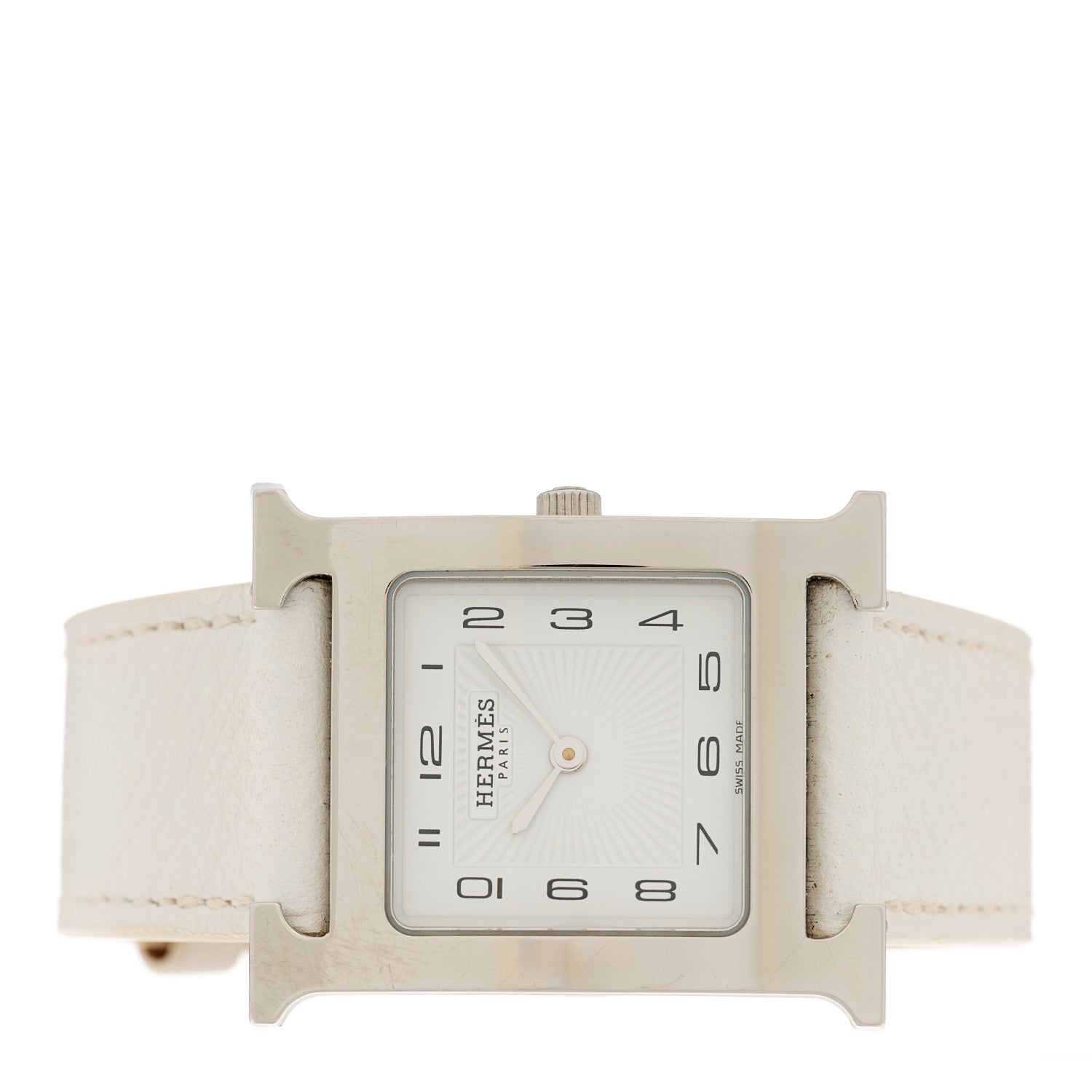 Hermes Stainless Steel Epsom 26mm Heure H Hour Quartz Watch Blanc 2 of 6