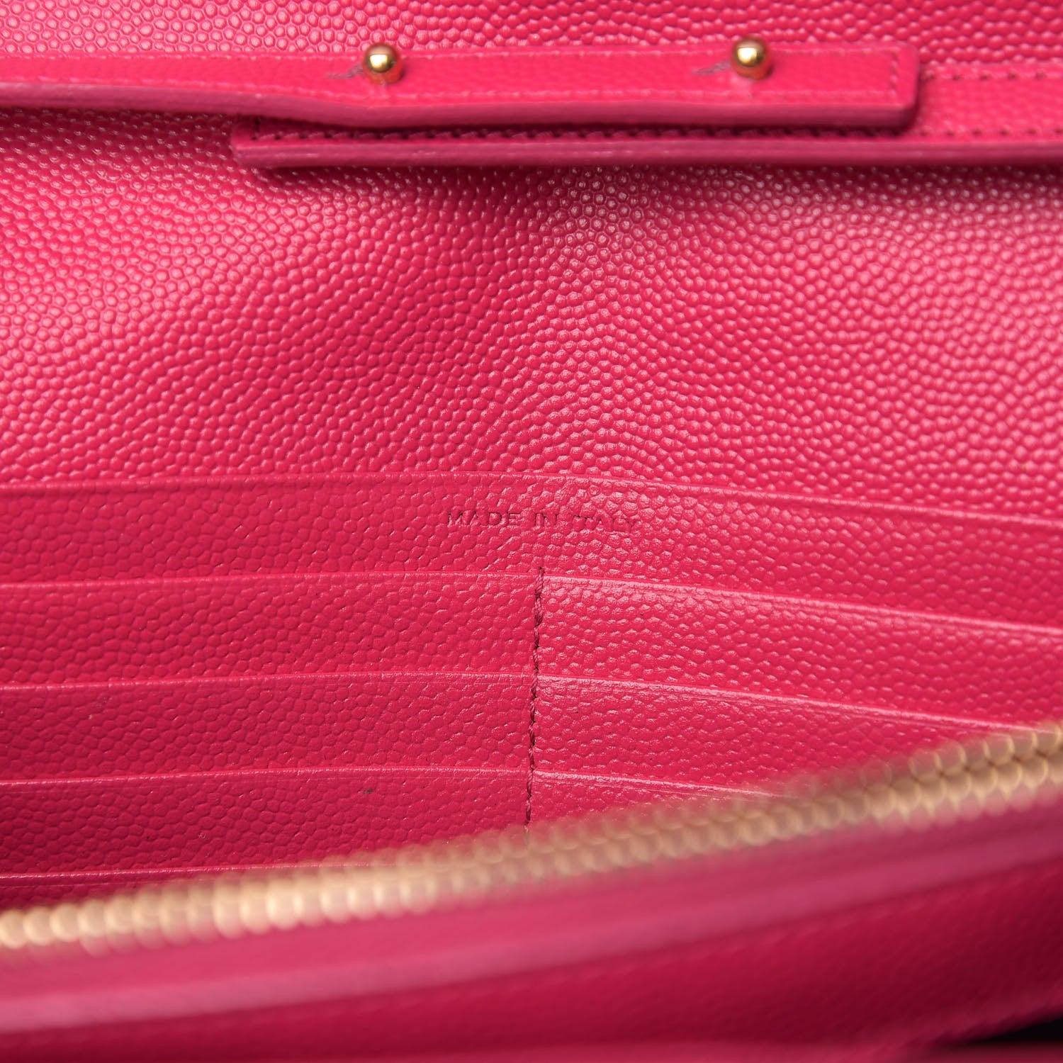 Saint Laurent Grain De Poudre Matelasse Chevron Monogram Chain Wallet Hot Pink 6 of 10