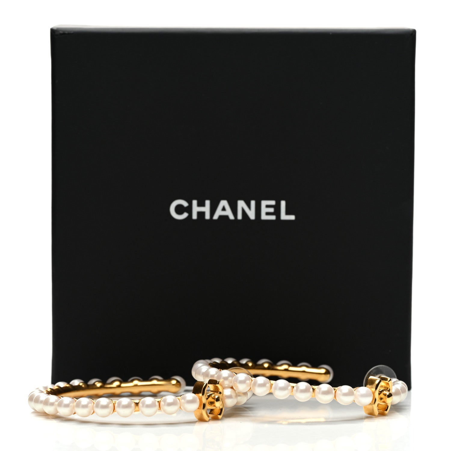 Chanel Pearl CC More Is More Hoop Earrings Gold 6 of 6