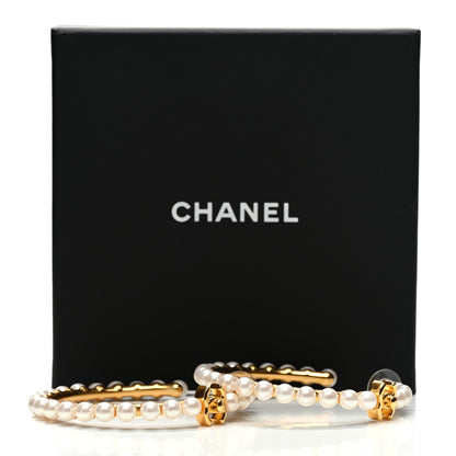 Chanel Pearl CC More Is More Hoop Earrings Gold 6 of 6