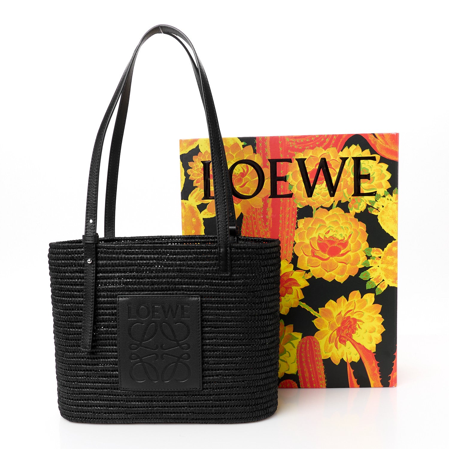 Loewe Raffia Square Small Basket Tote Bag Black 13 of 13