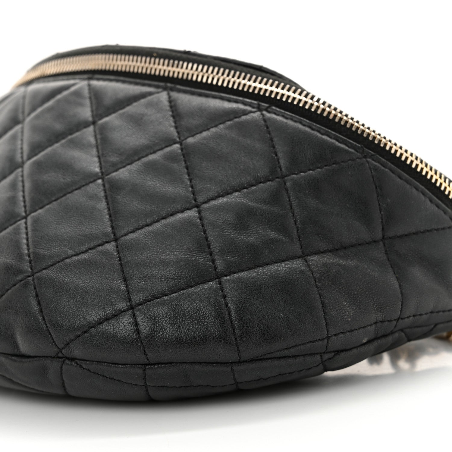 Chanel Lambskin Pearl Quilted CC Belt Bag Black 10 of 12
