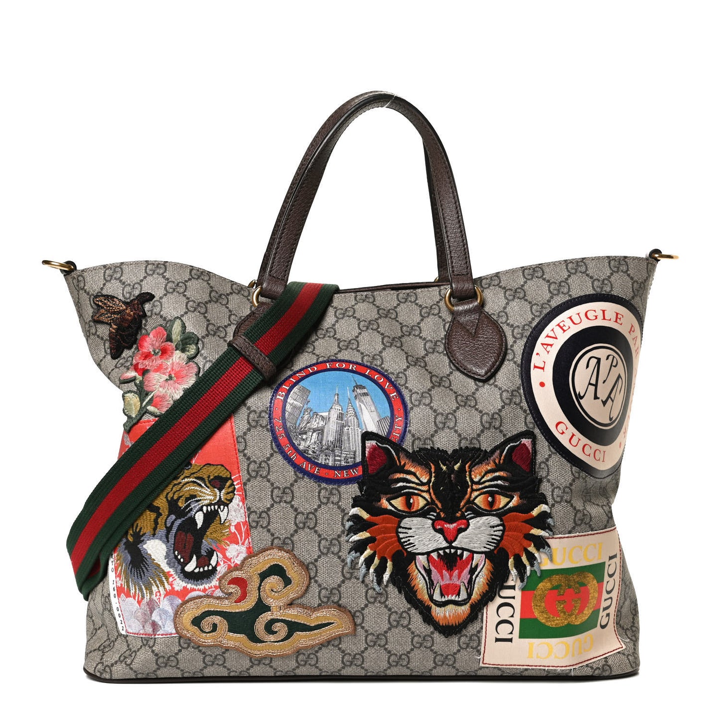 Soft GG Supreme Monogram Courrier Medium Crossbody Tote Beige New Acero