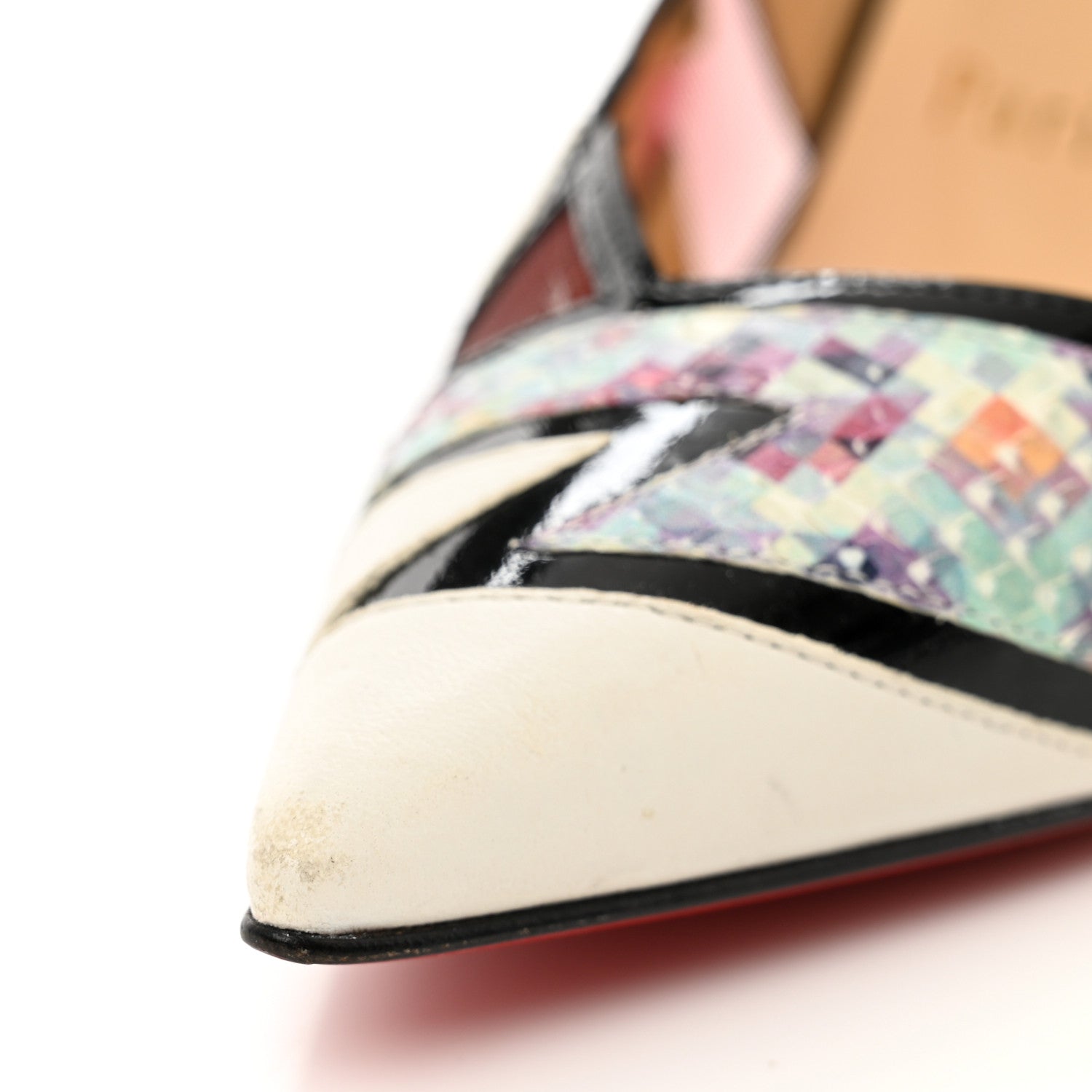 Christian Louboutin Shiny Nappa Patent Snakeskin Explorete 100 Pumps 35.5 White Black Multicolor 8 of 9