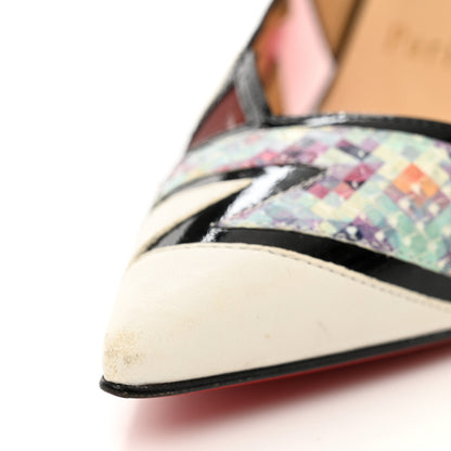 Christian Louboutin Shiny Nappa Patent Snakeskin Explorete 100 Pumps 35.5 White Black Multicolor 8 of 9