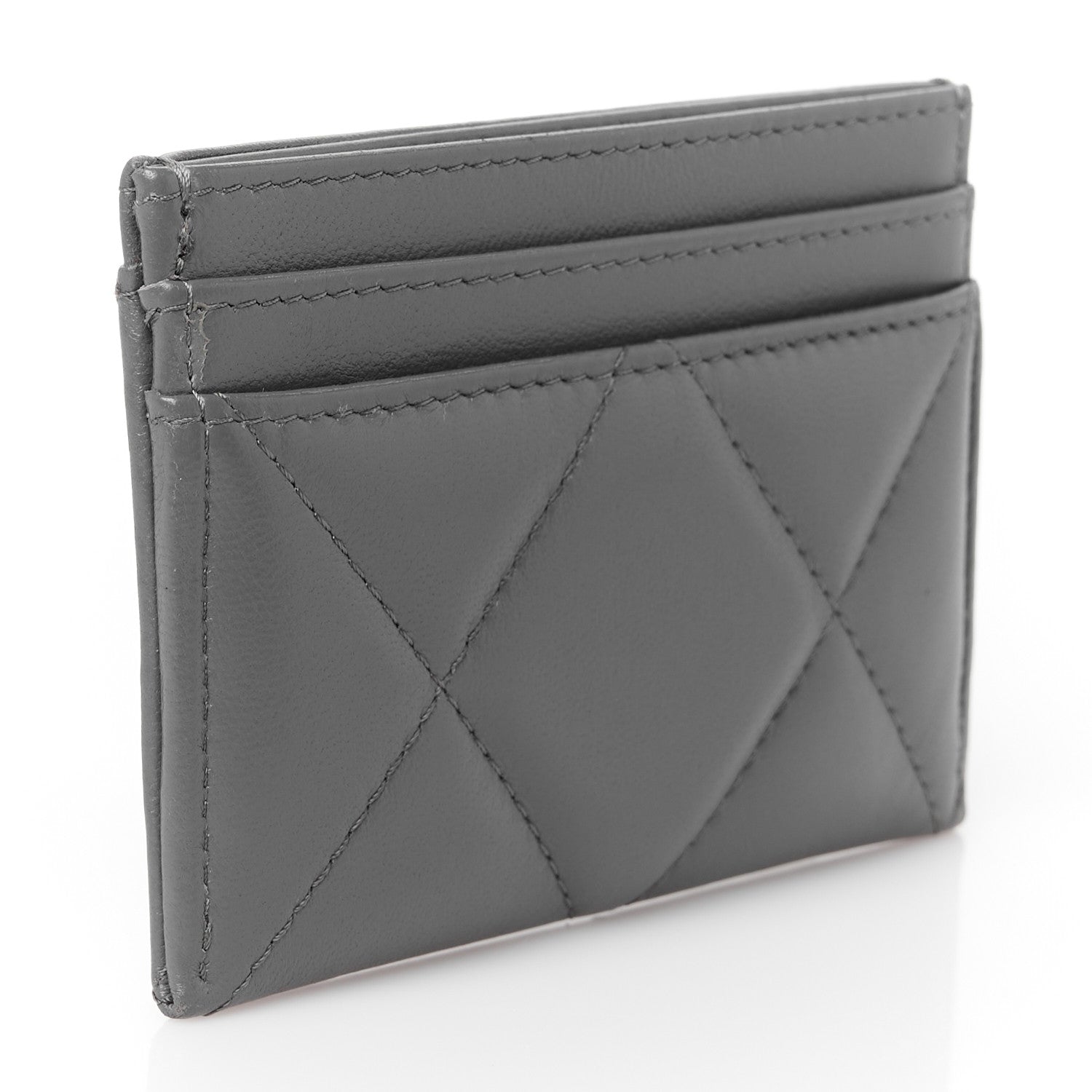 Chanel Lambskin Quilted Chanel 19 Card Holder Dark Grey 3 of 9