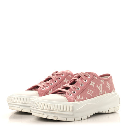 Louis Vuitton Denim Monogram Squad Sneakers 38.5 Pink 4 of 8