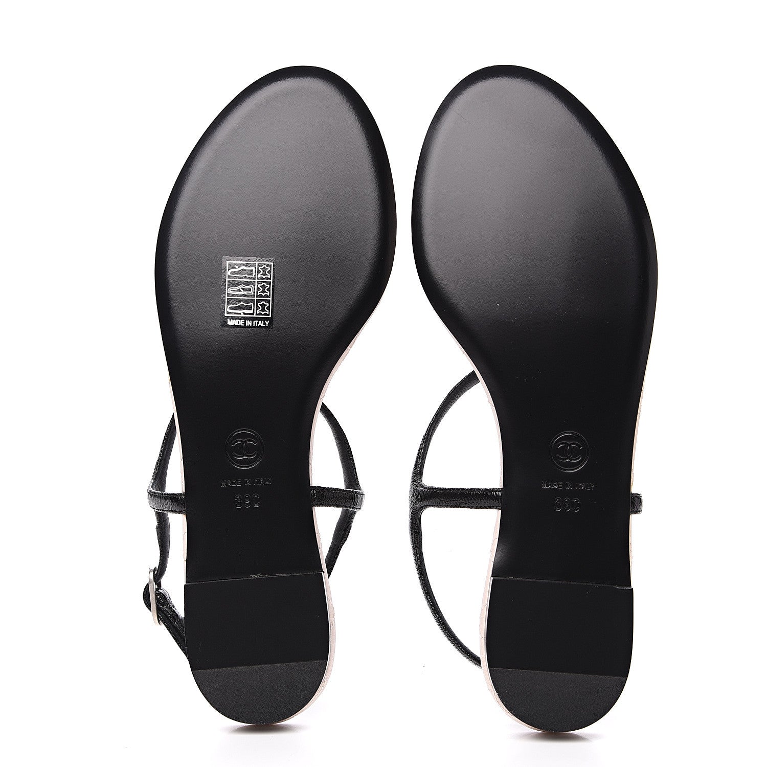 Chanel Patent Goatskin CC Thong Sandals 39 Black 7 of 8