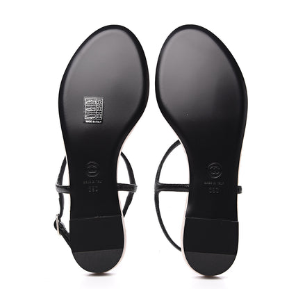 Chanel Patent Goatskin CC Thong Sandals 39 Black 7 of 8