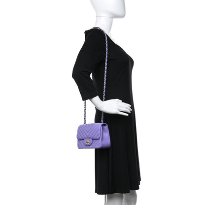 Chanel Lambskin Chevron Quilted Mini Square Flap Purple 2 of 9