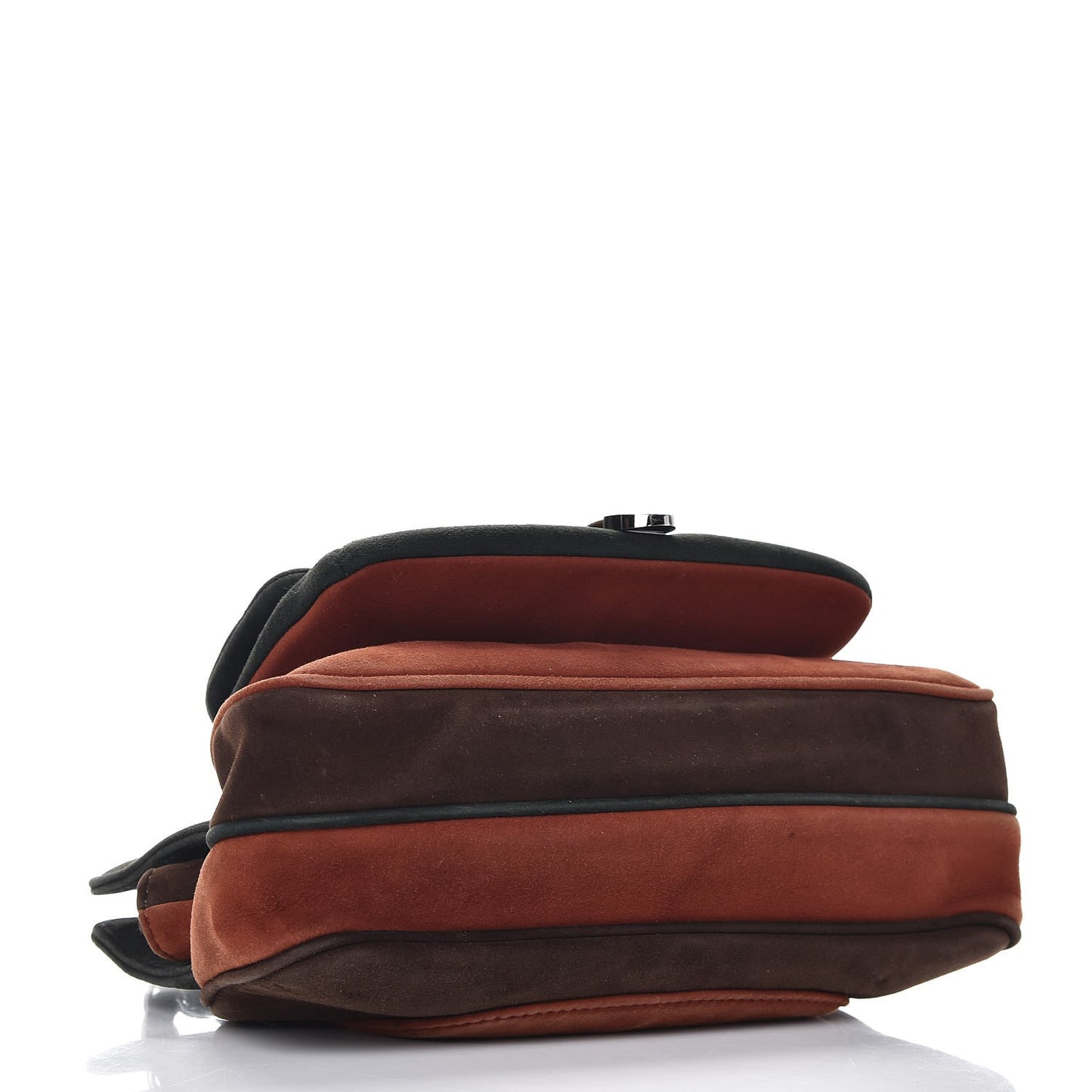 Suede Quilted Shoulder Bag Green Brown Orange