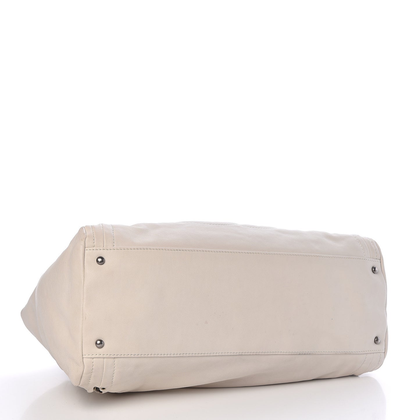 Calfskin Large East West Modern Chain Tote White