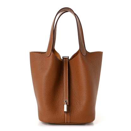 Hermes Taurillon Clemence Picotin Lock 22 MM Gold 1 of 11
