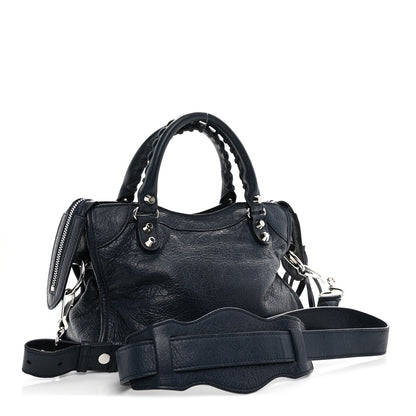 Balenciaga Agneau Classic Silver Hardware Mini City Bleu De Minuit 4 of 11