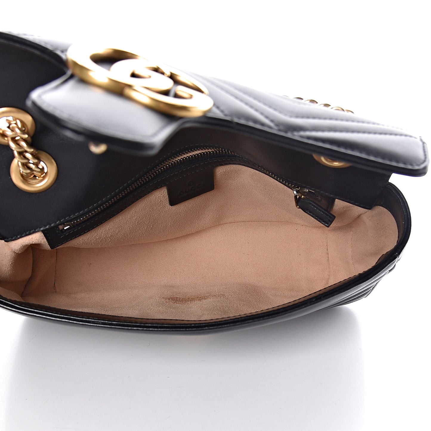 Calfskin Matelasse Small GG Marmont Shoulder Bag Black