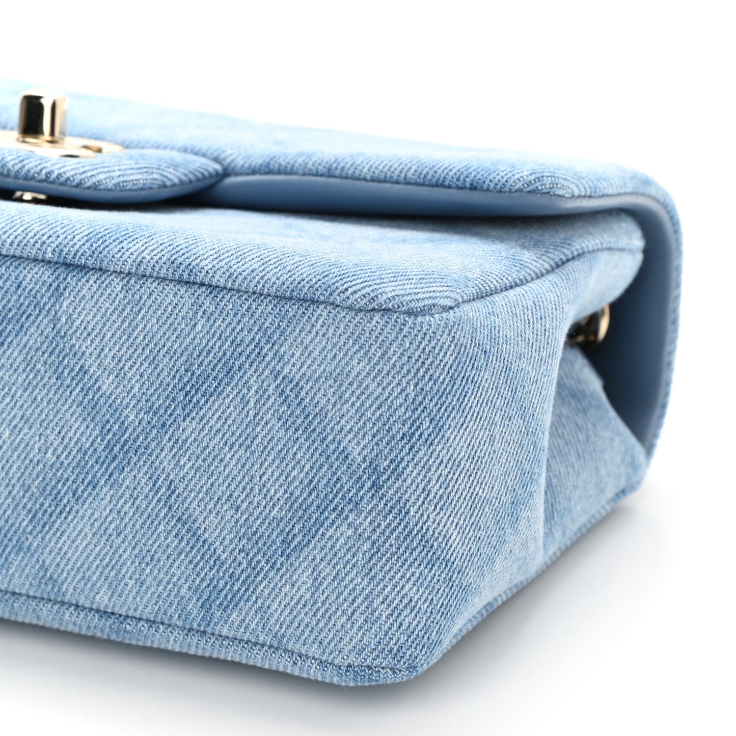 Denim Quilt Print Mini Rectangular Flap Light Blue