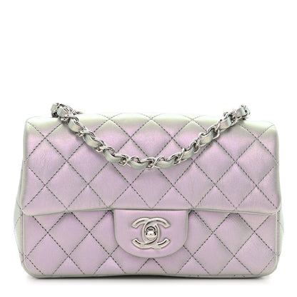 Chanel Iridescent Calfskin Quilted Mini Rectangular Flap Light Purple 1 of 10