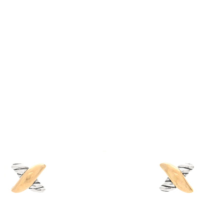 David Yurman Sterling Silver 18K Yellow Gold Petite X Stud Earrings 1 of 4