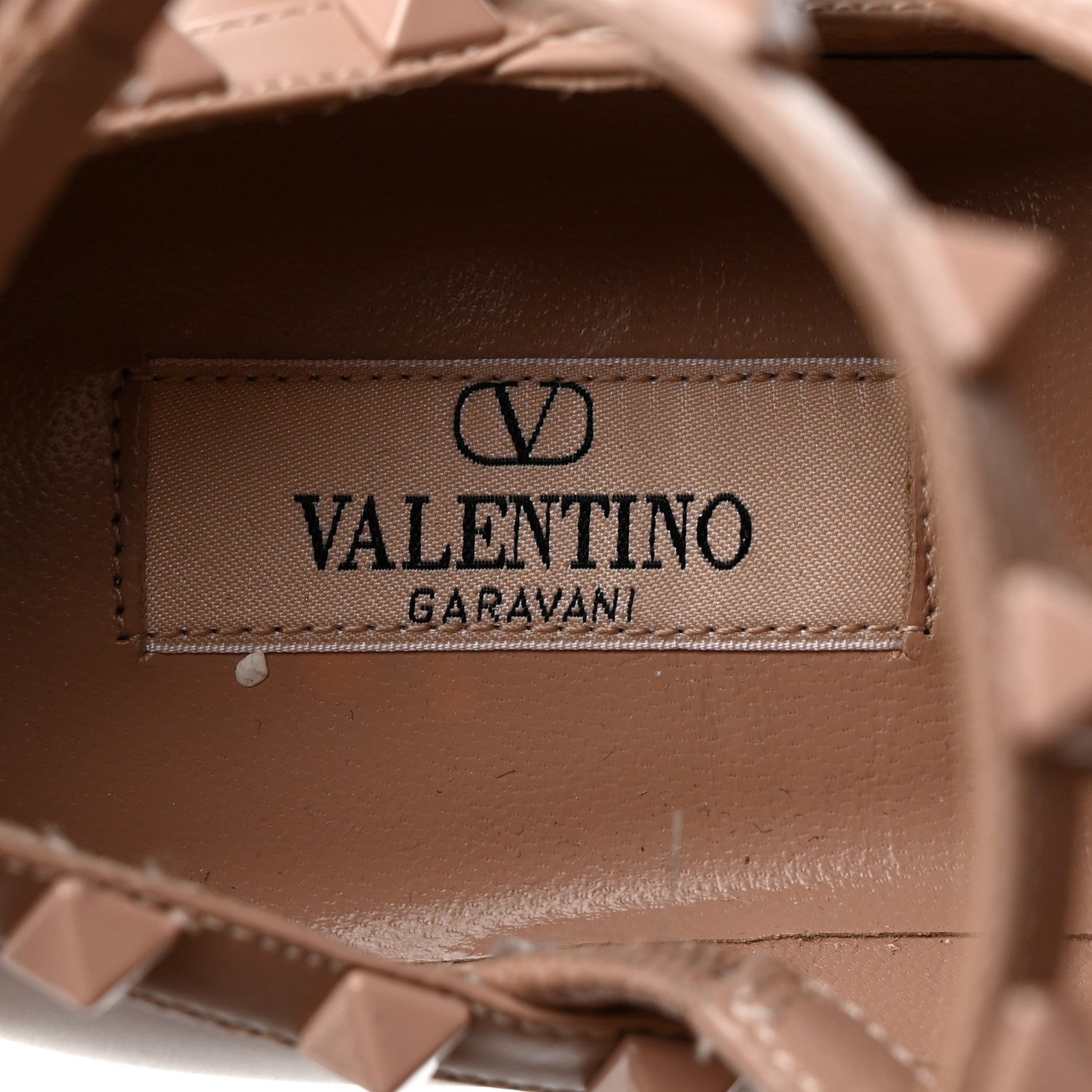 Valentino Garavani Callfskin Lacquered Monochrome Rockstud Cage Ballerina Flats 37.5 Poudre 6 of 9
