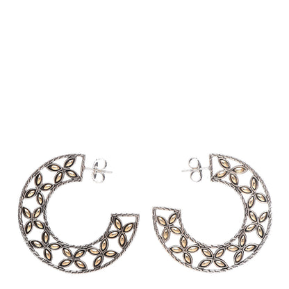 John Hardy Sterling Silver 18K Yellow Gold Batu Kawung Hoop Earrings 1 of 5