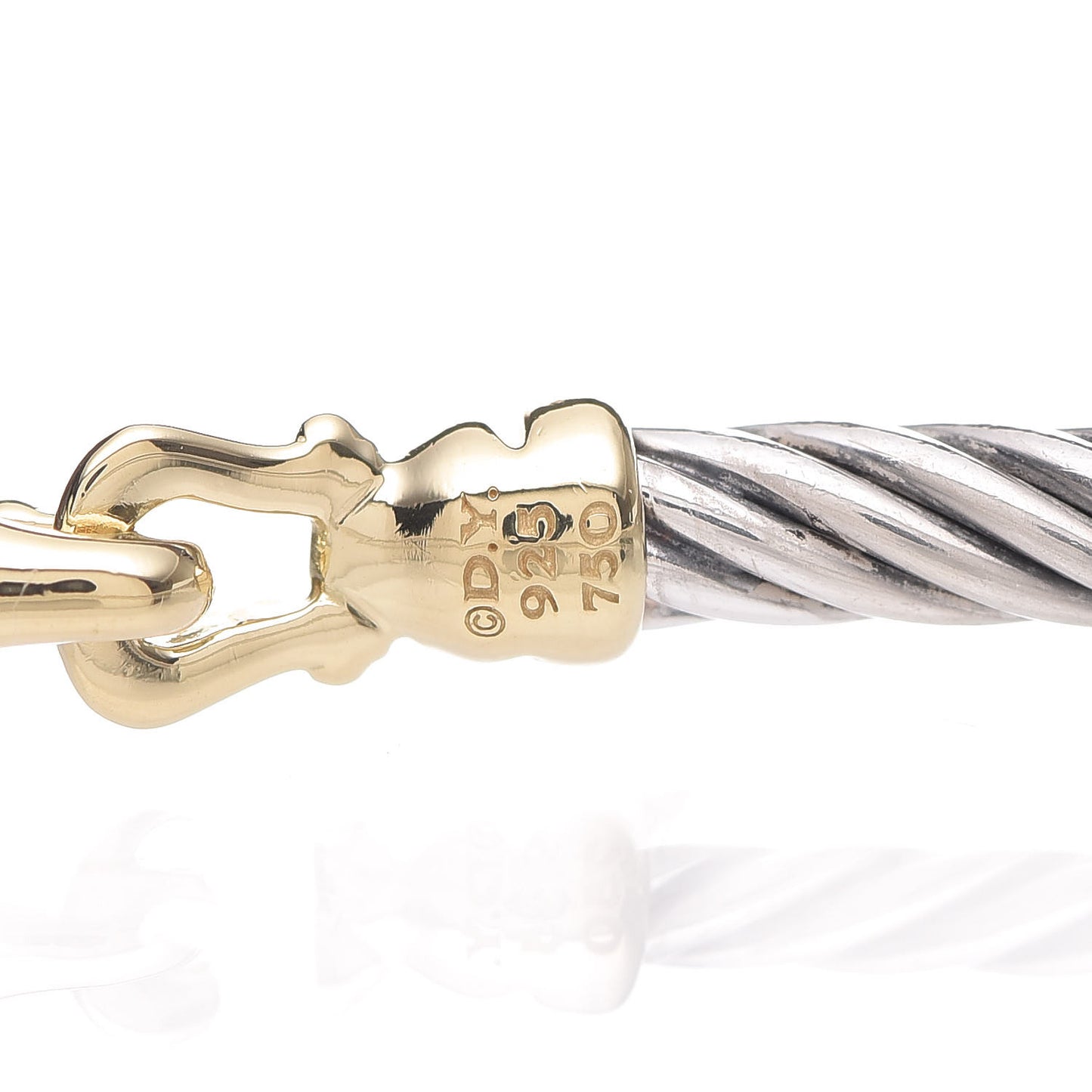 Sterling Silver 18K Yellow Gold 3mm Cable Buckle Bracelet