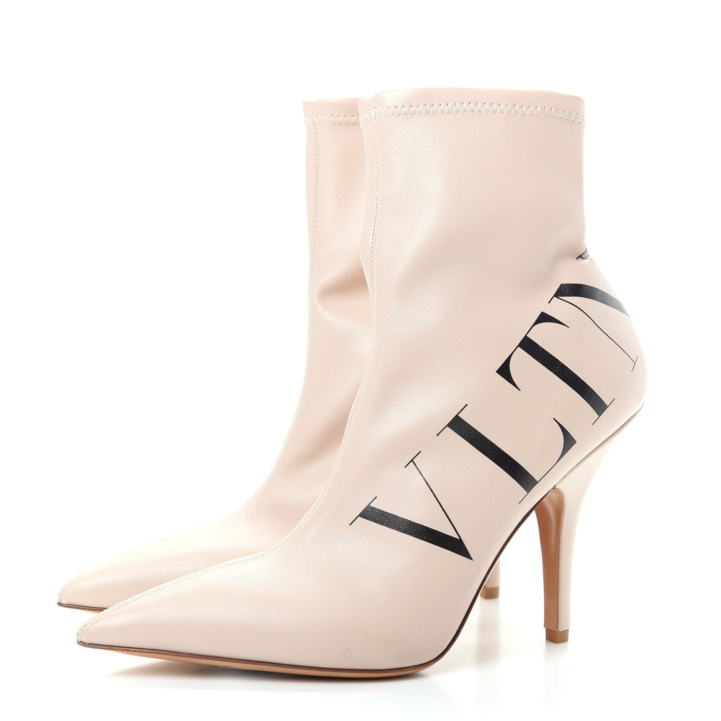 Eco Leather VLTN 100mm Sock Booties 37 Dust Pink Black