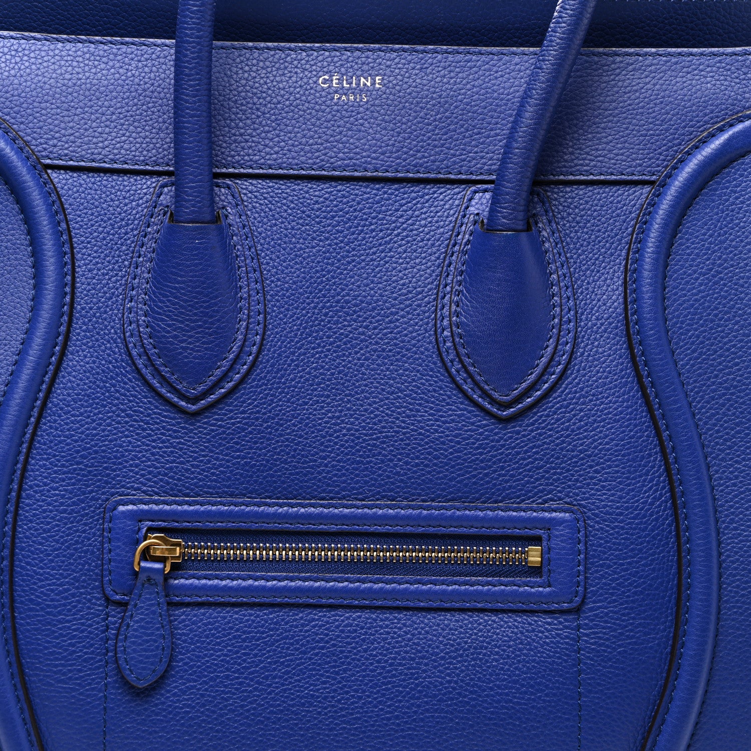 Celine Drummed Calfskin Mini Luggage Indigo 8 of 10
