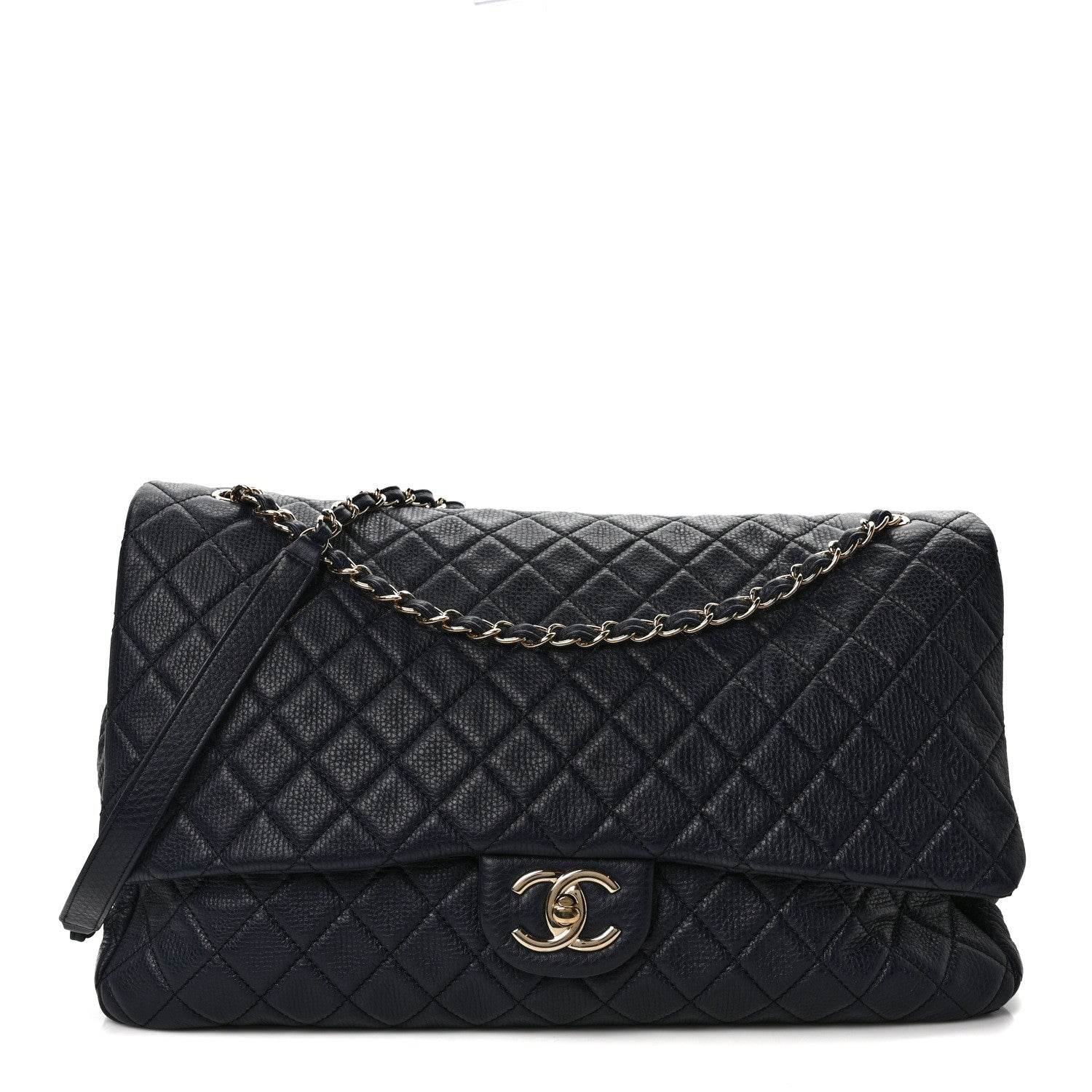 Chanel Calfskin Quilted XXL Travel Flap Bag Navy 1 of 9