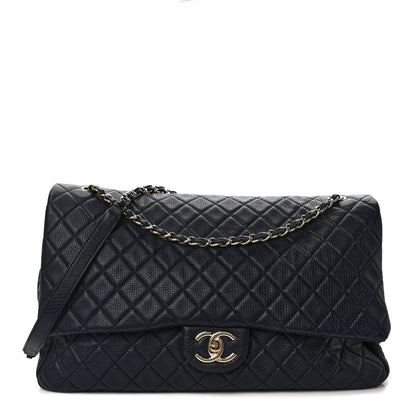 Chanel Calfskin Quilted XXL Travel Flap Bag Navy 1 of 9