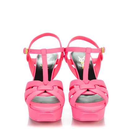 Saint Laurent Grained Calfskin Tribute 75 Platform Sandals 36 Rose Clair 2 of 8