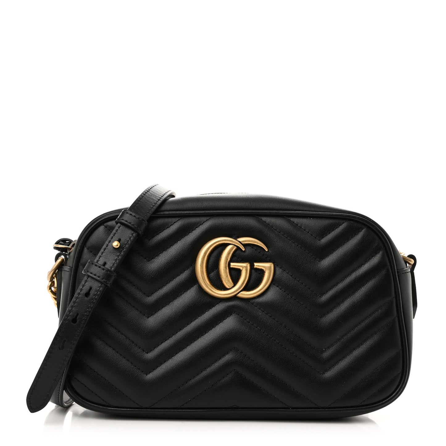 Calfskin Matelasse Small GG Marmont Chain Shoulder Bag Black