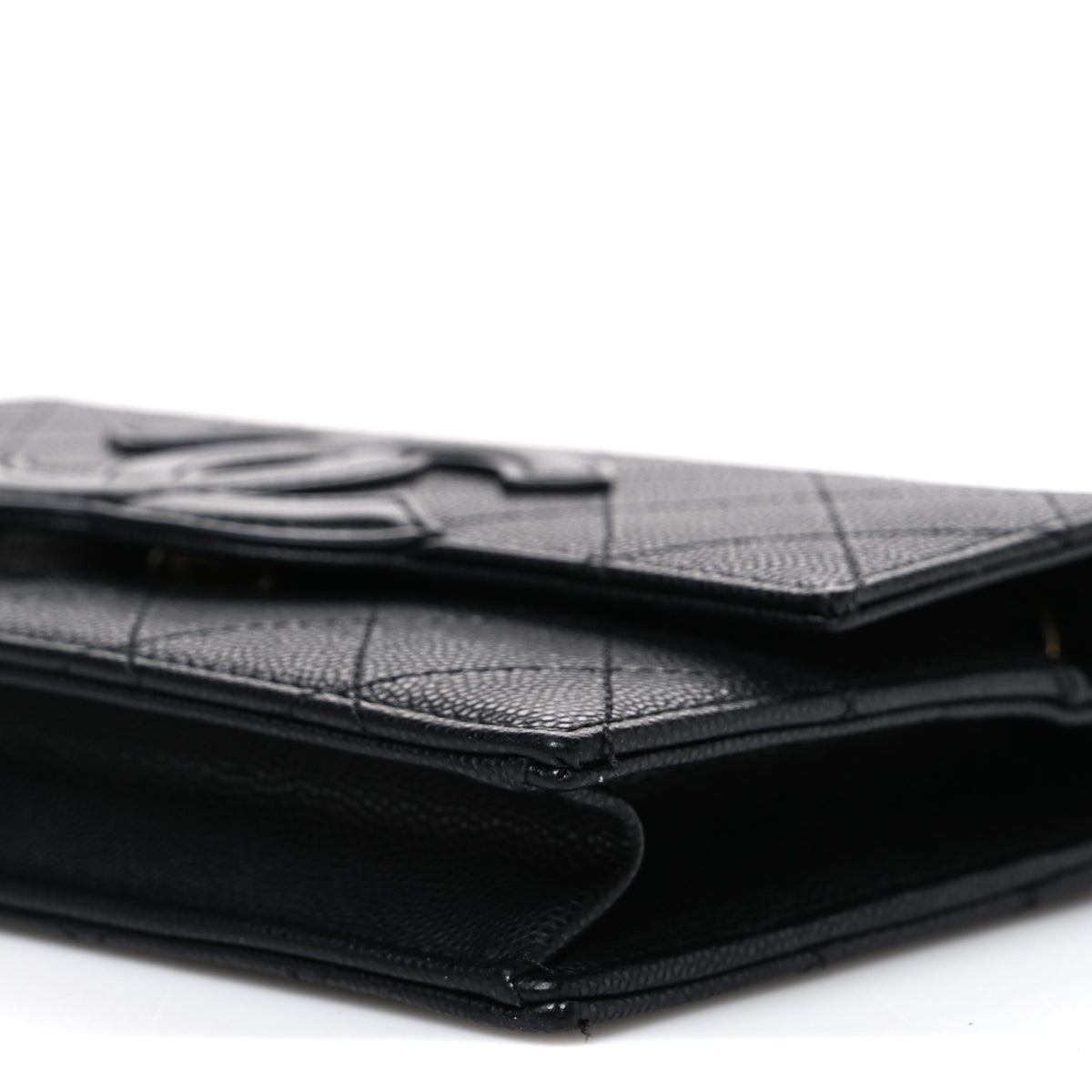 Shiny Caviar Lambskin Quilted CC Neo Filigree Wallet on Chain WOC Black