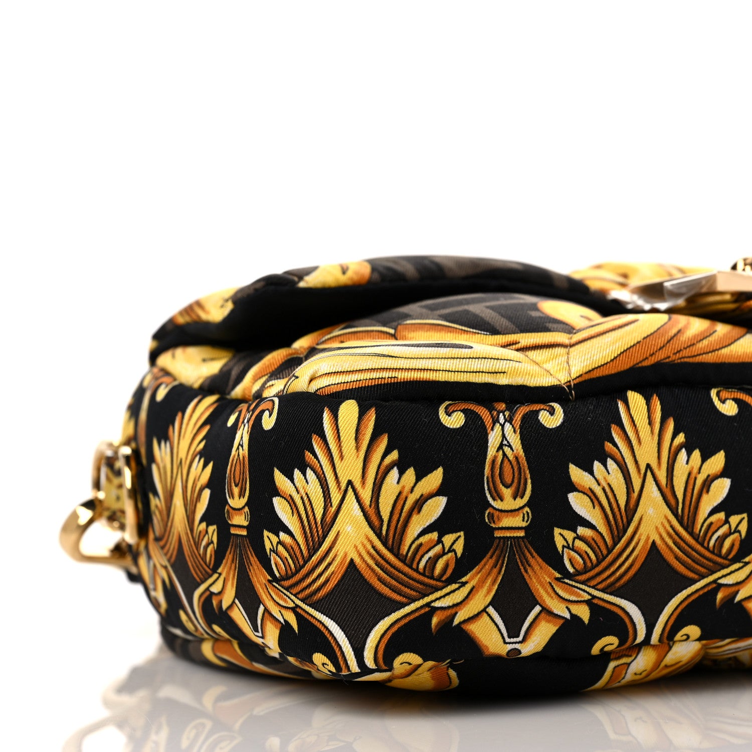 Fendi X VERSACE Silk Fendace FF Baroque Quilted Scarf Baguette Black Gold 7 of 8