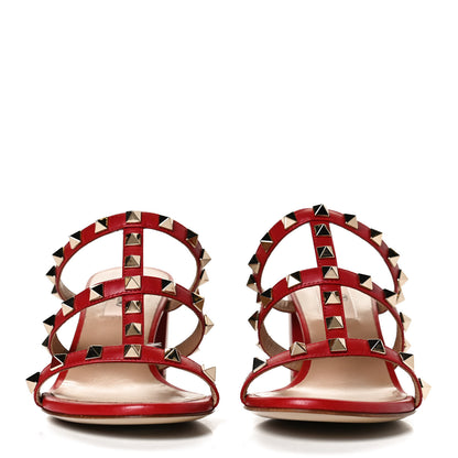 Valentino Garavani Calfskin Rockstud 60mm Caged Slide Sandals 36 Rosso Valentino 2 of 13