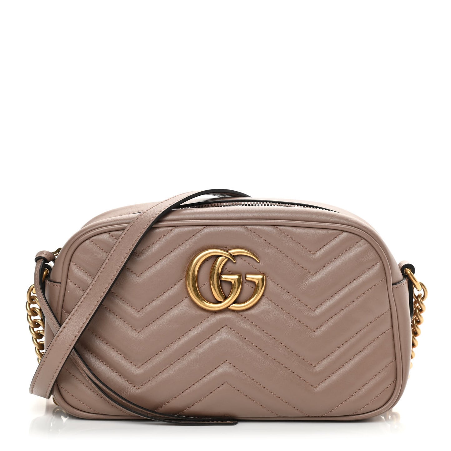 Calfskin Matelasse Small GG Marmont Chain Shoulder Bag Porcelain Rose