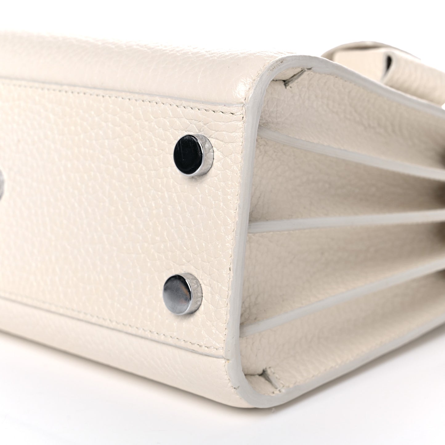 Grained Calfskin Nano Sac de Jour Dove White