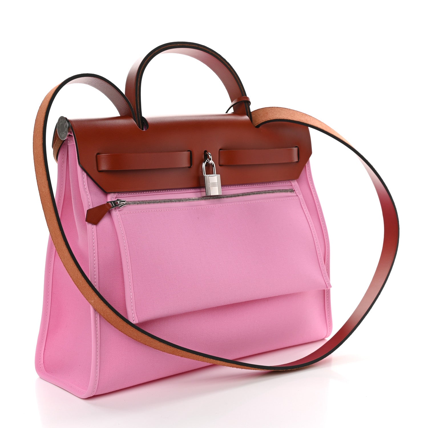 Hermes Toile Officier Vache Hunter Herbag Zip PM 31 5P Pink Cuivre 4 of 10