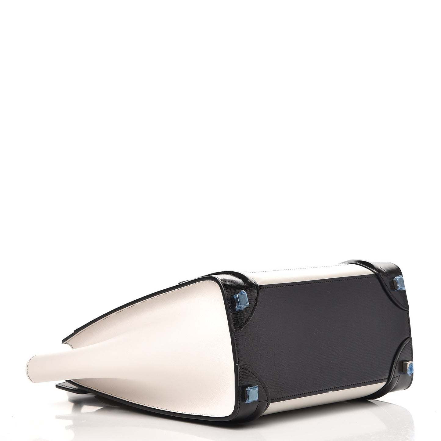 Sleek Calfskin Micro Bi-Color Luggage Black White